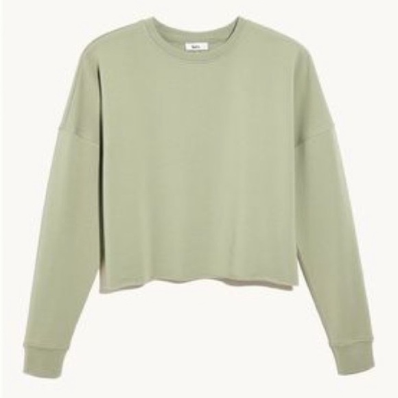 Knix Good To Go Crew Neck Sweatshirt in Celery - Cotton Modal/Baby French Terry - Picture 1 of 8